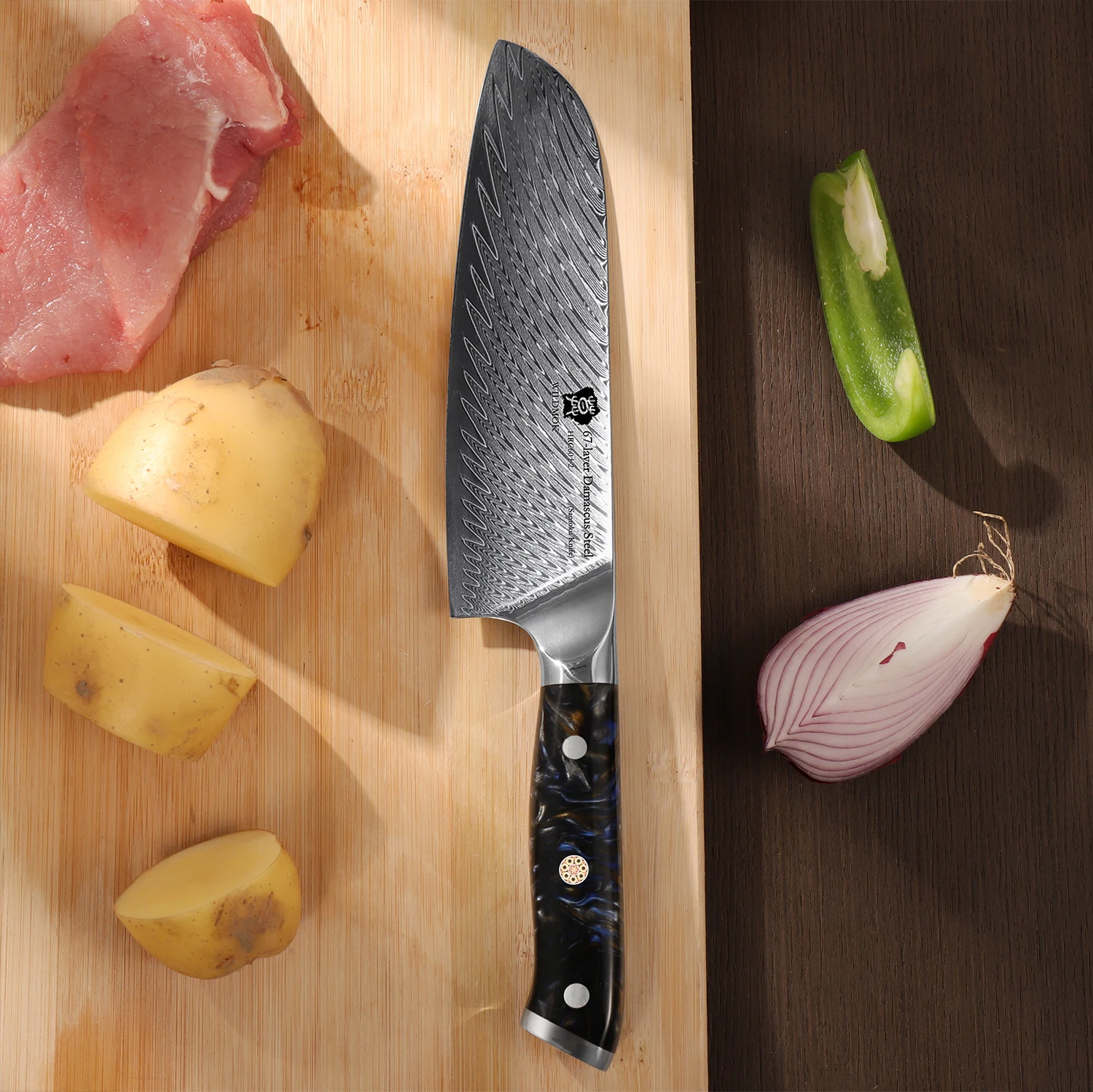 WILDMOK Santoku Knife 7-дюймовый кухонный нож, ультра острый нож Santoku из японской дамасской стали VG10, эргономичная ручка из смолы
WILDMOK Santoku Knife 7-дюймовый кухонный нож, ультра острый нож Santoku из японской дамасской стали VG10, эргономичная ручка из смолы