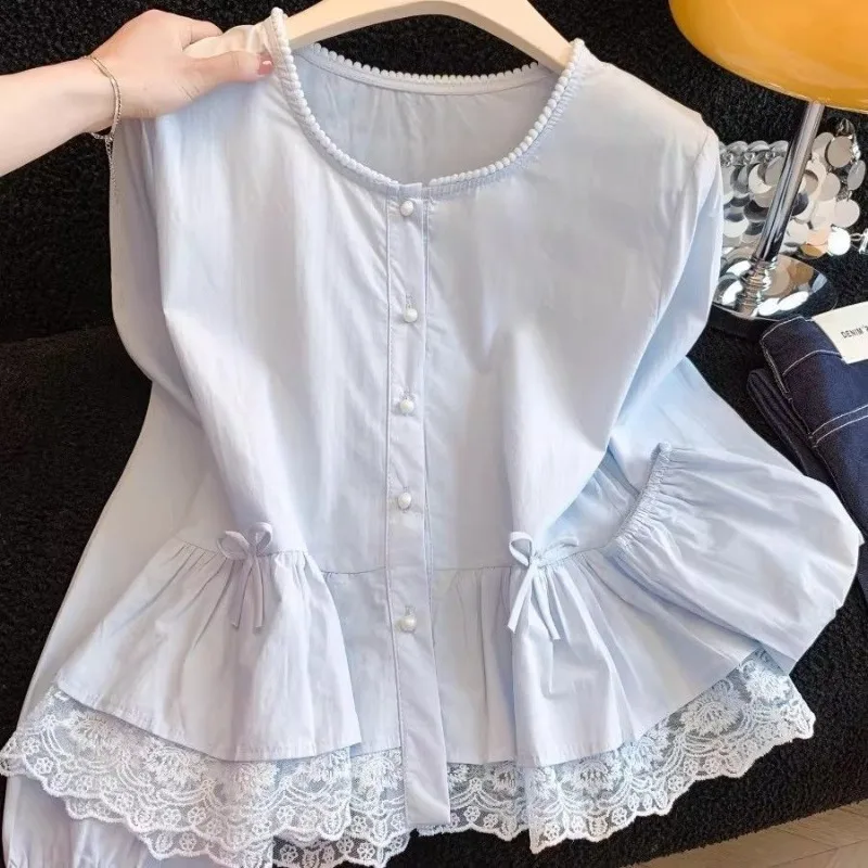 Japanese Sweet Lace O Neck Puff Long Sleeve Blouse Y2k Fashion Elegang Slim Waist Simpe Women Shirts French Fairy Clothes
Japanese Sweet Lace O Neck Puff Long Sleeve Blouse Y2k Fashion Elegang Slim Waist Simpe Women Shirts French Fairy Clothes