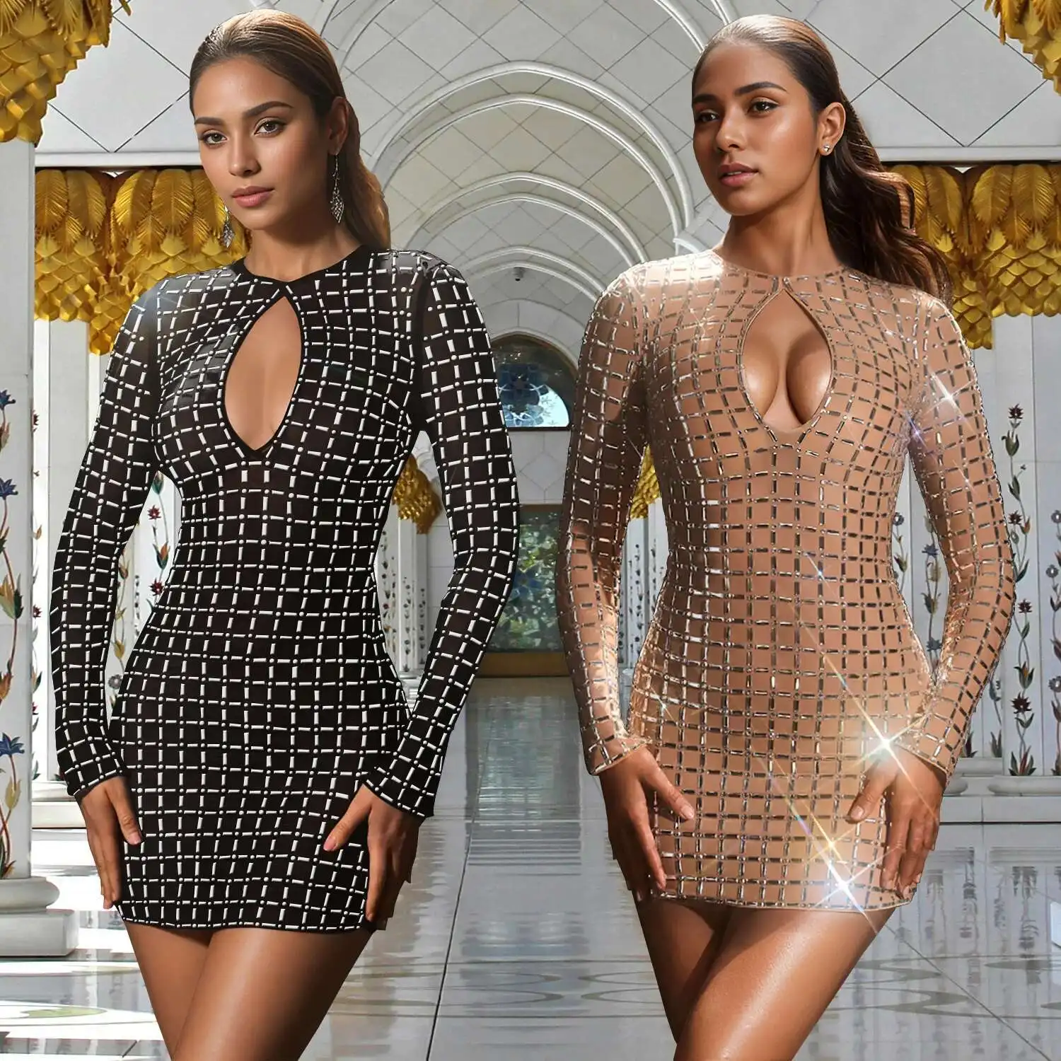 C7230 Fashionable Women's Sexy Backless Short Skirt with Rhinestones and Long Sleeves Dress Dress Robe Vestido Women Party
C7230 Fashionable Women's Sexy Backless Short Skirt with Rhinestones and Long Sleeves Dress Dress Robe Vestido Women Party