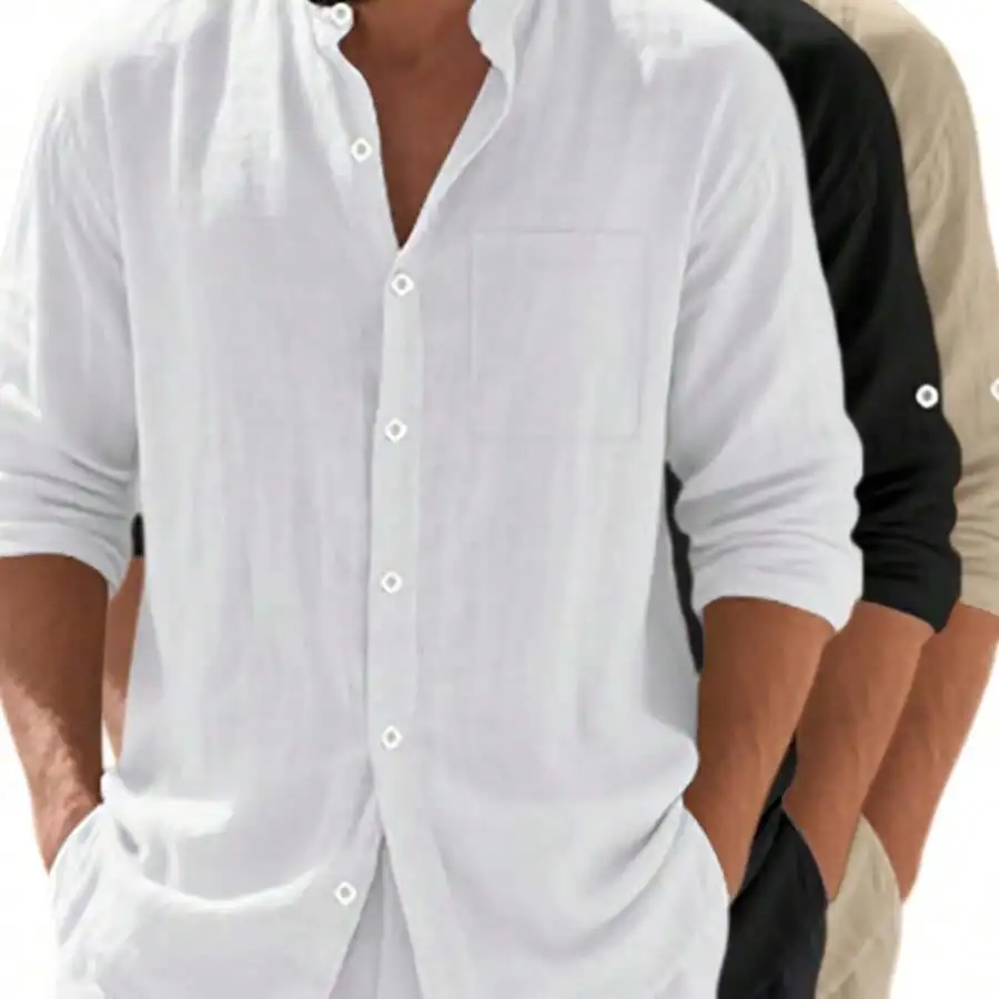 3pcs Mens Linen Casual Long Sleeve Button Shirt For Beach Vacation Leisure
3pcs Mens Linen Casual Long Sleeve Button Shirt For Beach Vacation Leisure