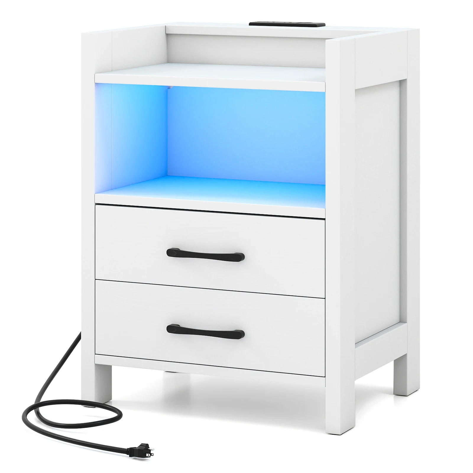 23. Прикроватная тумбочка 5 дюймов с LED-подсветкой, зарядной станцией, USB-портом и розетками для спальни
23. Прикроватная тумбочка 5 дюймов с LED-подсветкой, зарядной станцией, USB-портом и розетками для спальни