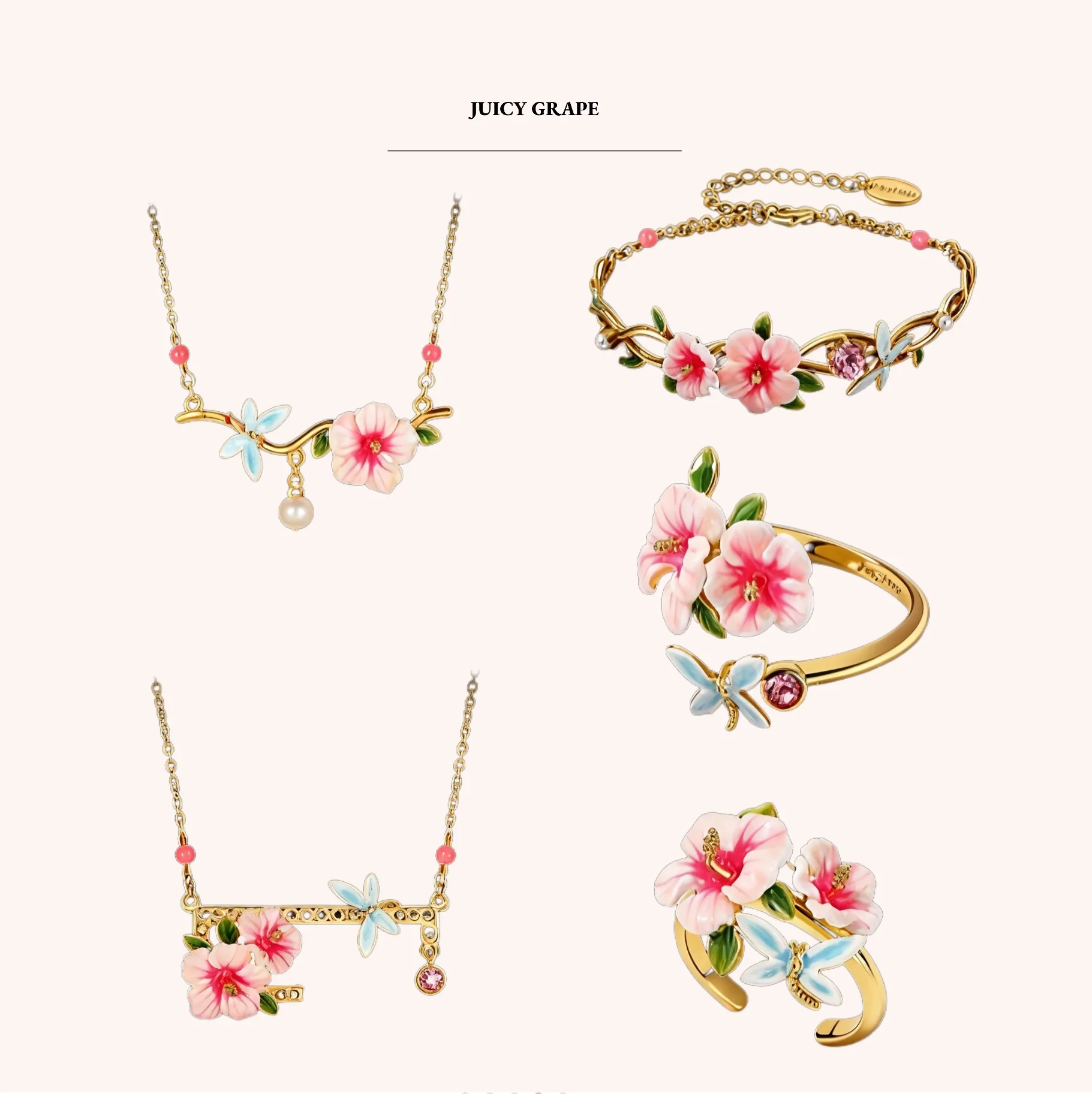 Hibiscus Enamel Jewelry Set Gold-Plated Edition Necklace Ring Bracelet Exquisite Gift Fine Jewelry Enamel
Hibiscus Enamel Jewelry Set Gold-Plated Edition Necklace Ring Bracelet Exquisite Gift Fine Jewelry Enamel