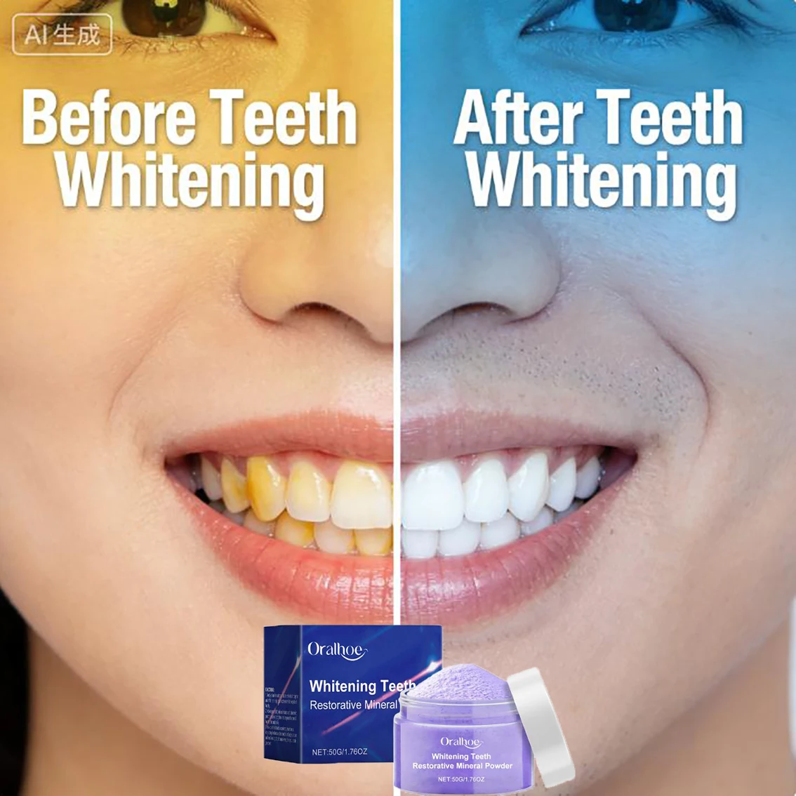 Professional Teeth Whitening Powder, Stain Eraser, Improve Teeth Shade, Easy to Use Dental Powder
Professional Teeth Whitening Powder, Stain Eraser, Improve Teeth Shade, Easy to Use Dental Powder