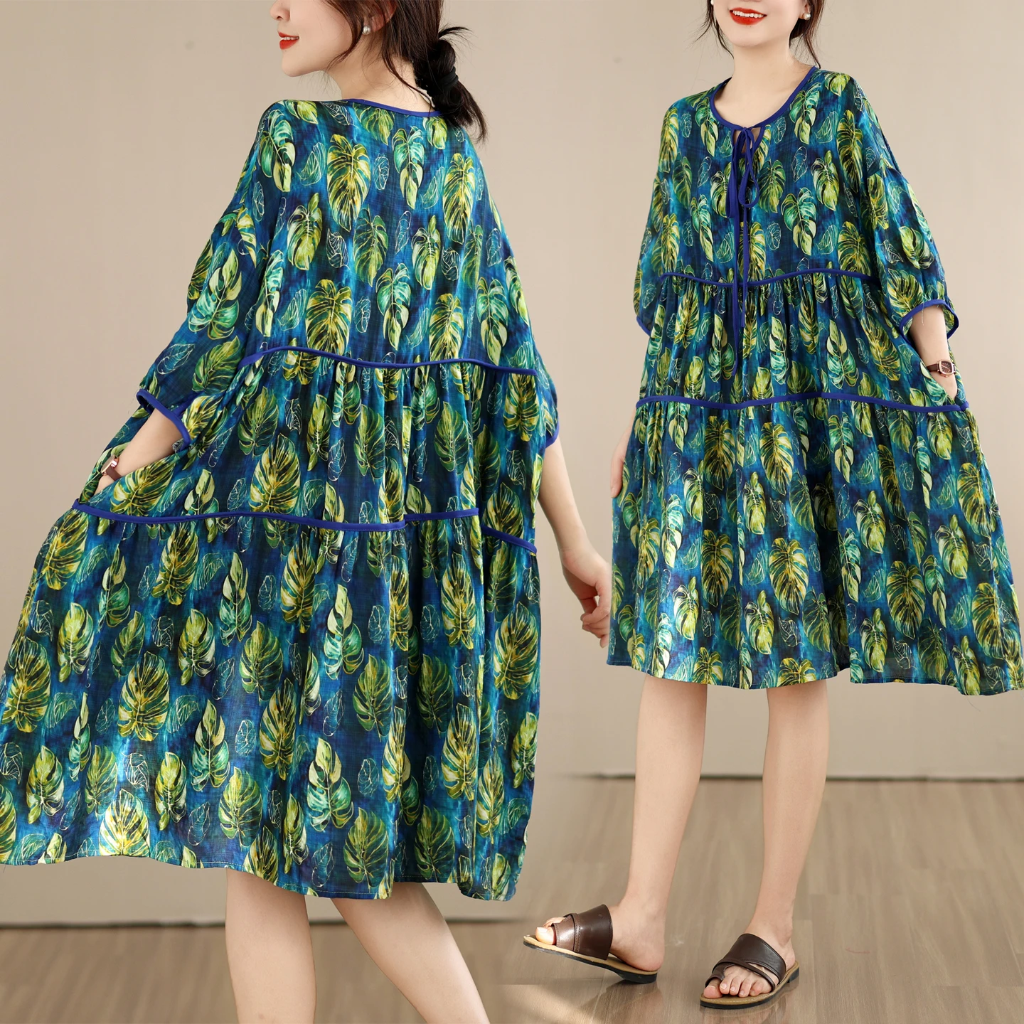 Summer Large Size Cotton Linen Print Collar Rope Loose Elegant Slimming Versatile Dress Artistic Style High Waist A-Line Skirt
Summer Large Size Cotton Linen Print Collar Rope Loose Elegant Slimming Versatile Dress Artistic Style High Waist A-Line Skirt