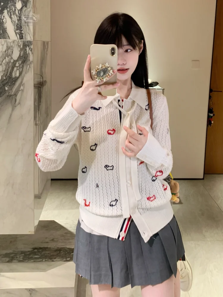 Thom Birucro Knitted Long Sve Zoo Embroidery Cardigan Women's College Sle Spring Outerwear Sweet Loose Fit Woolen Coat
Thom Birucro Knitted Long Sve Zoo Embroidery Cardigan Women's College Sle Spring Outerwear Sweet Loose Fit Woolen Coat