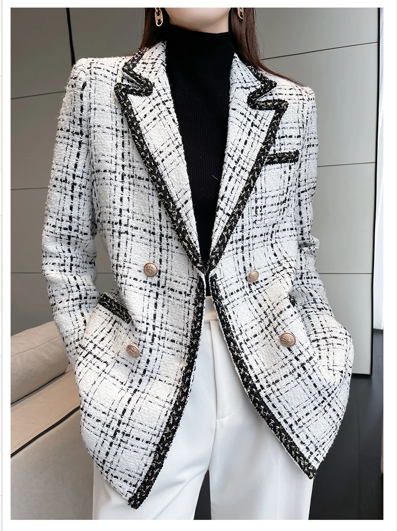Fashion White Woolen Coats Women's Clothing Autumn Winter Blazers Jackets 2023 New thickened Plaid cotton jacket Suits jp659
Fashion White Woolen Coats Women's Clothing Autumn Winter Blazers Jackets 2023 New thickened Plaid cotton jacket Suits jp659