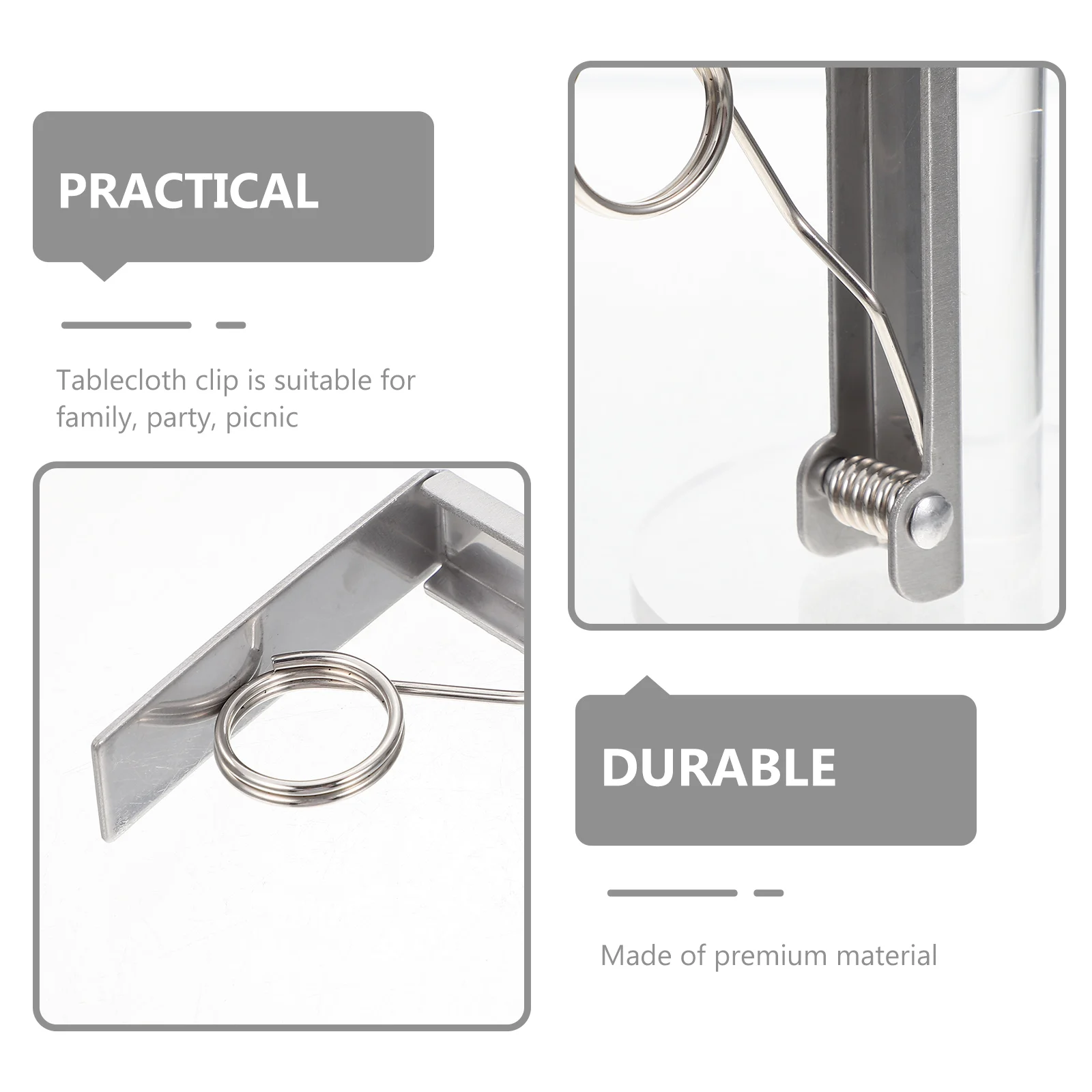 6pcs Tablecloth Clips Set Stainless Steel Camping Picnic Cover Clamps Cloth Fastener Elastic Easy Use Gift
6pcs Tablecloth Clips Set Stainless Steel Camping Picnic Cover Clamps Cloth Fastener Elastic Easy Use Gift