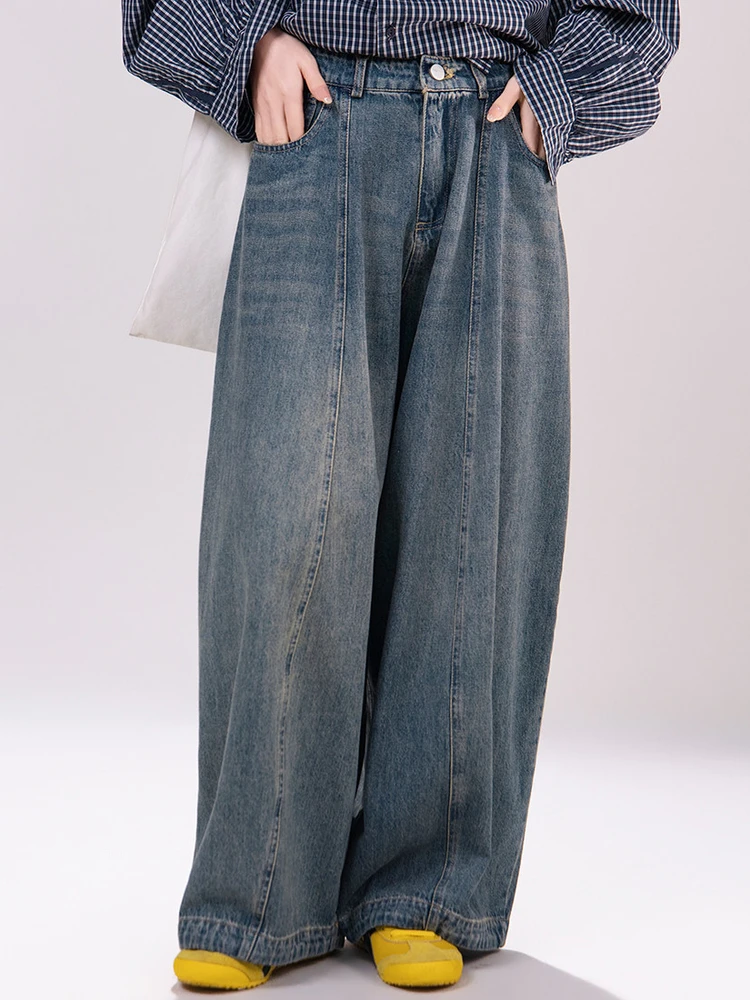 Retro Washed Wide Leg Knife Denim Jeans Women's Loose Fit Art Wild Series Spring Lazy Samurai Pants High Waist Cotton Blend
Retro Washed Wide Leg Knife Denim Jeans Women's Loose Fit Art Wild Series Spring Lazy Samurai Pants High Waist Cotton Blend