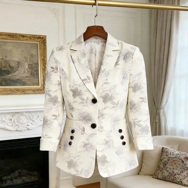Thin Suit Jacket Female 2026 Spring Summer New Chic Blazer Coat Print Cropped Sleeve Outerwear Temperament Overwear Ladies Tops
Thin Suit Jacket Female 2026 Spring Summer New Chic Blazer Coat Print Cropped Sleeve Outerwear Temperament Overwear Ladies Tops