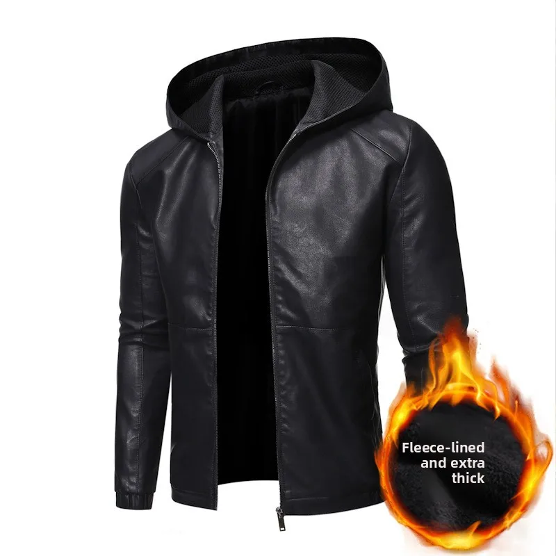 Men's Autumn and Winter New Slim Korean Version of Handsome Hooded Motorcycle Jacket with Fleece and Thickened Leather Jacket
Men's Autumn and Winter New Slim Korean Version of Handsome Hooded Motorcycle Jacket with Fleece and Thickened Leather Jacket