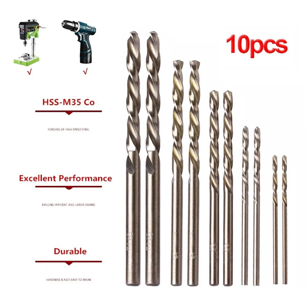 Workshop Drill Bit Auger 10 Pcs/set 1mm 2mm 3mm 4mm 5mm Cobalt HSS Round For Stainless Steel Drilling Portable
Workshop Drill Bit Auger 10 Pcs/set 1mm 2mm 3mm 4mm 5mm Cobalt HSS Round For Stainless Steel Drilling Portable