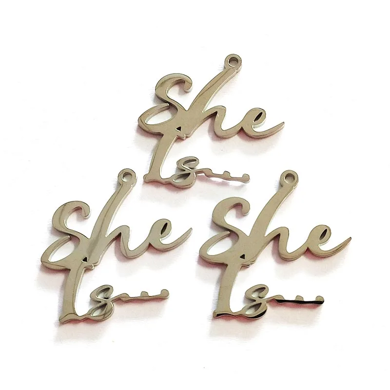 20pcs She Is Stainless Steel Letter Charms Fit for Bracelet Bangle Jewelry Making DIY Accessories Wholesale SSC012
20pcs She Is Stainless Steel Letter Charms Fit for Bracelet Bangle Jewelry Making DIY Accessories Wholesale SSC012