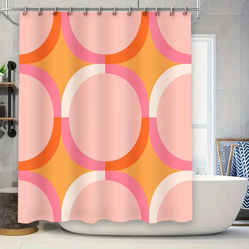 Розовая оранжевая занавеска для душа с геометрическим рисунком. Современный декор для ванной комнаты. Простая установка. Доступна on.com.
Розовая оранжевая занавеска для душа с геометрическим рисунком. Современный декор для ванной комнаты. Простая установка. Доступна on.com.