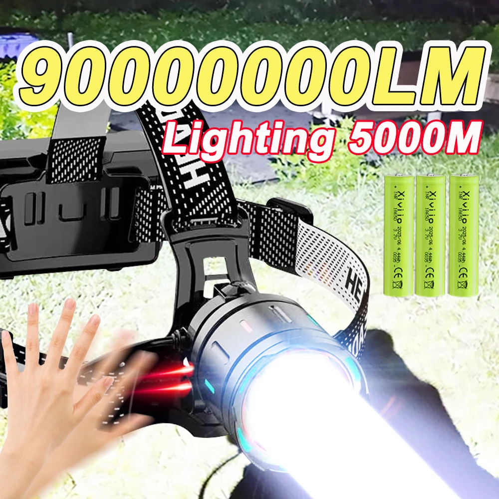 90000000LM Powerful LED Headlamp Rechargeable Head Flashlight Telescopic Zoom 5000m Headlight Head Lamp Light for Fishing Campin
90000000LM Powerful LED Headlamp Rechargeable Head Flashlight Telescopic Zoom 5000m Headlight Head Lamp Light for Fishing Campin