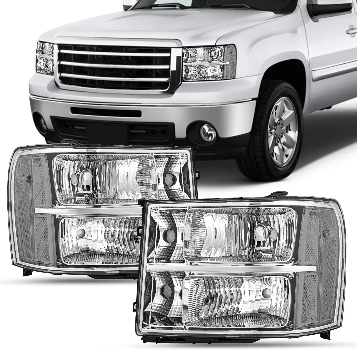 Headlights For 2007-2013 GMC Sierra 1500 2500HD 3500HD Chrome Headlamps L+R Pair
Headlights For 2007-2013 GMC Sierra 1500 2500HD 3500HD Chrome Headlamps L+R Pair