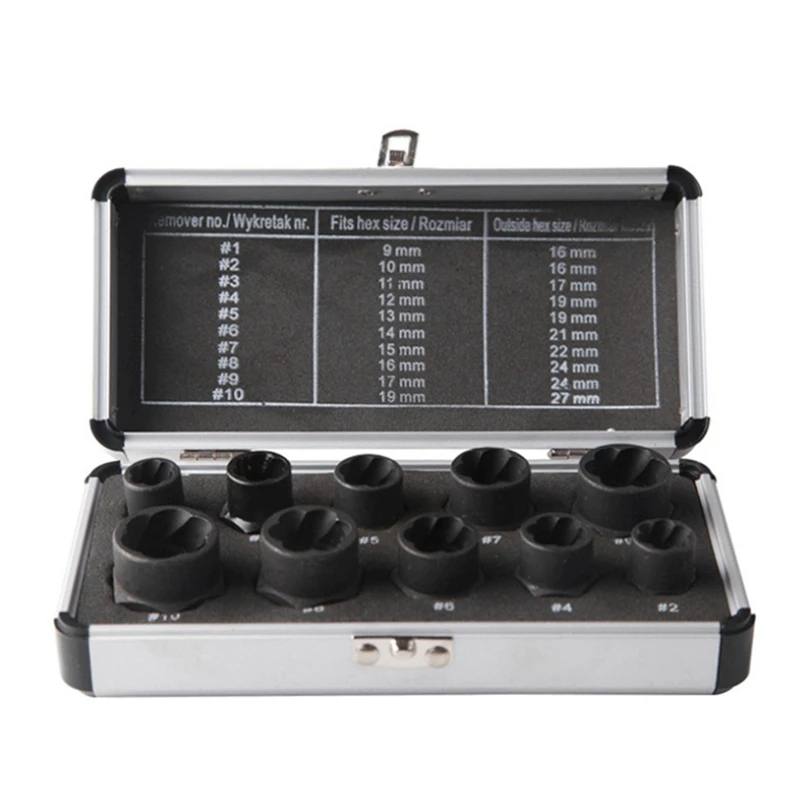 10 шт., инструмент для удаления поврежденных гаек, 9-19 мм, набор инструментов для удаления экстрактора, инструмент для нарезания резьбы, инструмент для извлечения автомобильной гаражной механики
10 шт., инструмент для удаления поврежденных гаек, 9-19 мм, набор инструментов для удаления экстрактора, инструмент для нарезания резьбы, инструмент для извлечения автомобильной гаражной механики