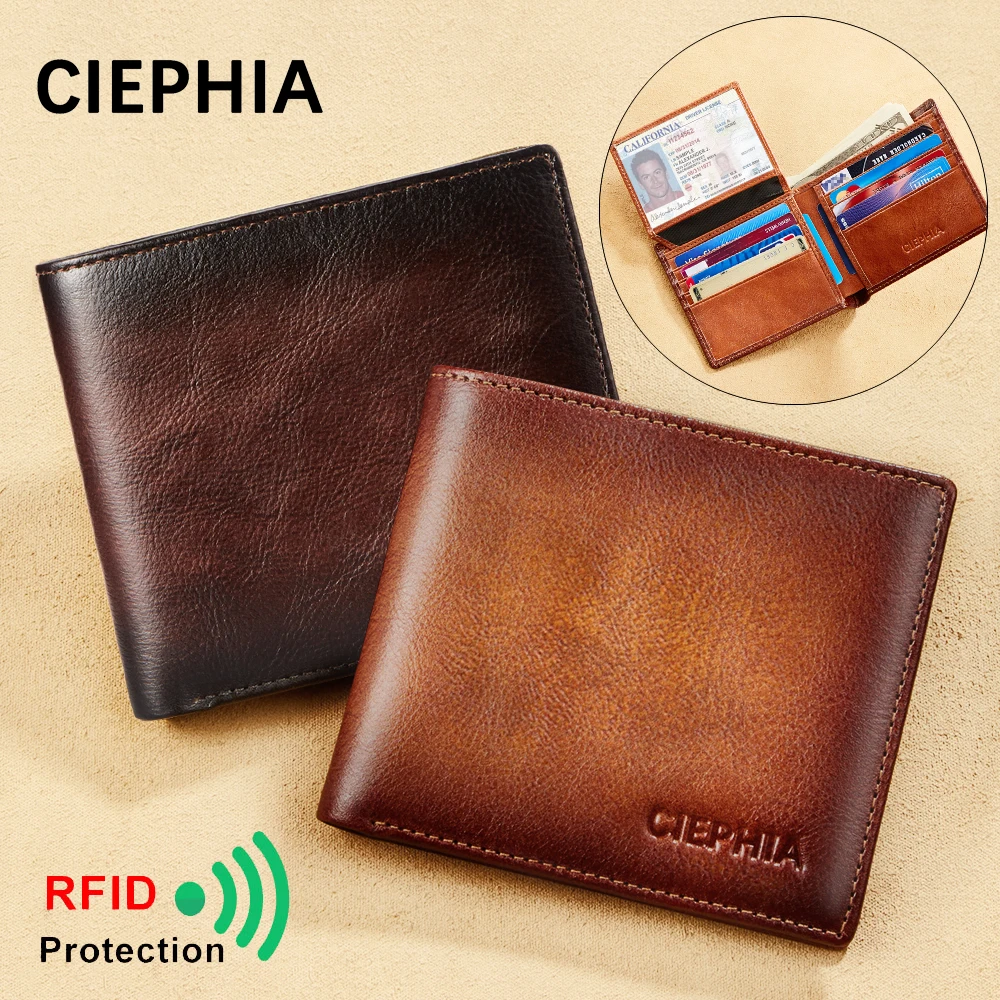 Ciephia Genuine Leather RFID Blocking Wallets for Men Vintage Bifold Short Multi Function ID Credit Card Holder With 2 ID Window
Ciephia Genuine Leather RFID Blocking Wallets for Men Vintage Bifold Short Multi Function ID Credit Card Holder With 2 ID Window