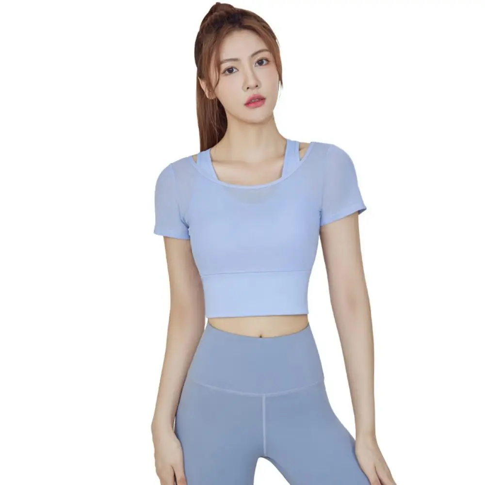 Short Sleeve Women Yoga Shirts Padded Fake 2 Pieces Fitness Sportswear Crop Top Breathable Gym Tops Running Undershirt
Short Sleeve Women Yoga Shirts Padded Fake 2 Pieces Fitness Sportswear Crop Top Breathable Gym Tops Running Undershirt