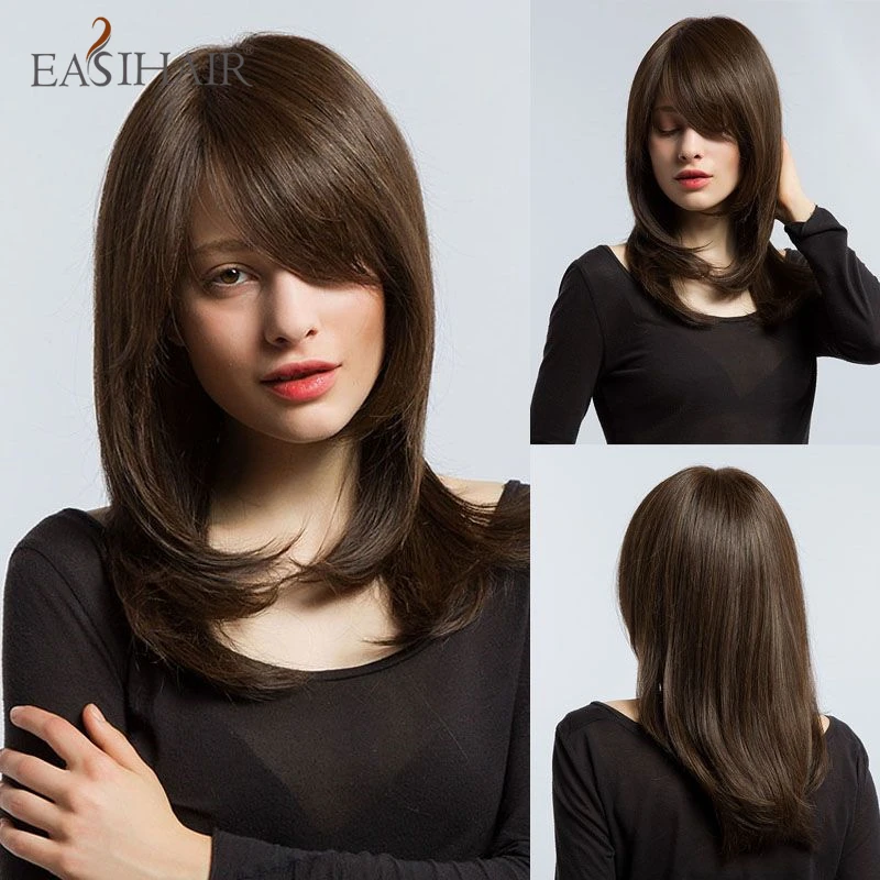 Dark Brown Black Straight Synthetic Wigs with Bang Shoulder Length Layered Wigs for Women Daily Party Heat Resistant Fake Hair
Dark Brown Black Straight Synthetic Wigs with Bang Shoulder Length Layered Wigs for Women Daily Party Heat Resistant Fake Hair