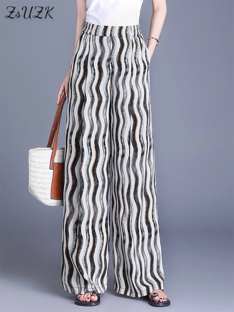 ZUZK Summer Striped Printed Wide Leg Pants Elatic Waist Slimming Casual Office Chic Straight Pants French Retro Trendy
ZUZK Summer Striped Printed Wide Leg Pants Elatic Waist Slimming Casual Office Chic Straight Pants French Retro Trendy