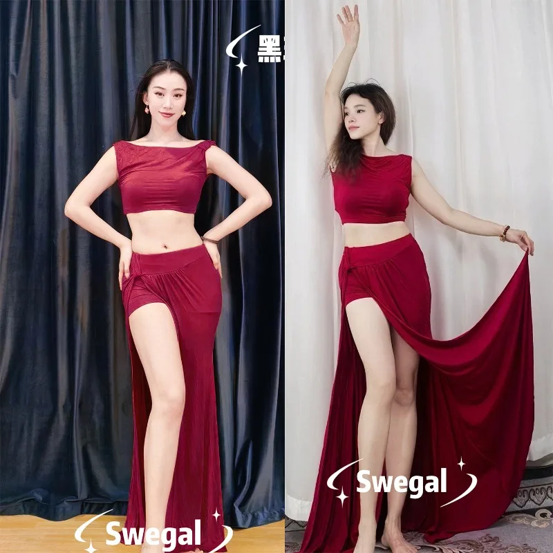 Customized SWEGAL Belly Dance Practice Dress Wine Red Modal Tank Top with Diagonal Waist and Split Skirt Soft Dance Dress
Customized SWEGAL Belly Dance Practice Dress Wine Red Modal Tank Top with Diagonal Waist and Split Skirt Soft Dance Dress