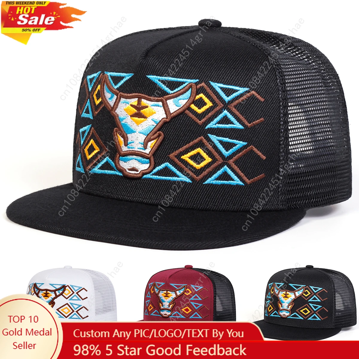 Unisex Ox Head Embroidery Hip-hop Net Hats Spring Summer Outdoor Adjustable Casual Baseball Caps Sunscreen Hat
Unisex Ox Head Embroidery Hip-hop Net Hats Spring Summer Outdoor Adjustable Casual Baseball Caps Sunscreen Hat