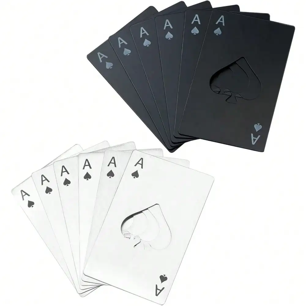 Ace Of Spades Bottle Openers, 12Pcs Poker Card Bottle Openers,Credit Card Size Stainless Steel Bottle Opener Card, Beer Bottle Opener For Wallet Pocket Wedding Party Good Gift - Silver/Black
Ace Of Spades Bottle Openers, 12Pcs Poker Card Bottle Openers,Credit Card Size Stainless Steel Bottle Opener Card, Beer Bottle Opener For Wallet Pocket Wedding Party Good Gift - Silver/Black
