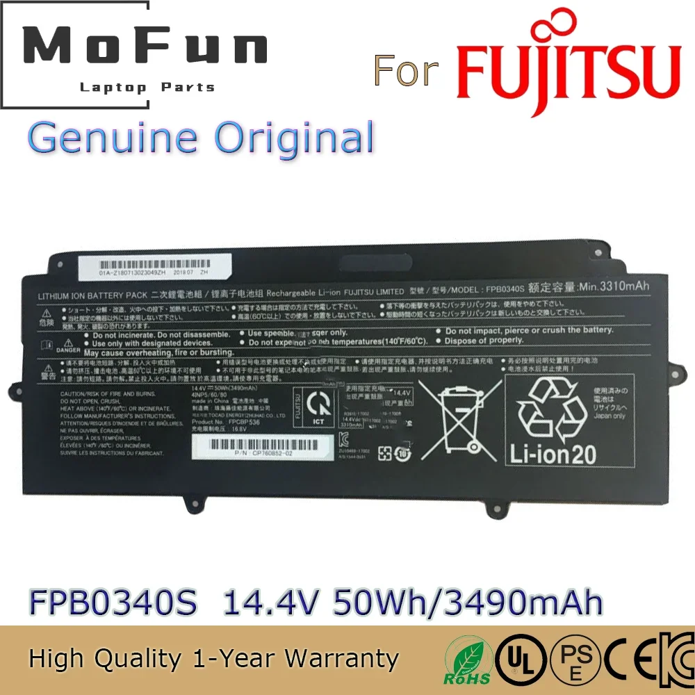 Brand New Original FPB0340S 14.4V 50Wh Laptop Battery for Fujitsu LifeBook U937 U938 U939 FPCBP536 etc.
Brand New Original FPB0340S 14.4V 50Wh Laptop Battery for Fujitsu LifeBook U937 U938 U939 FPCBP536 etc.
