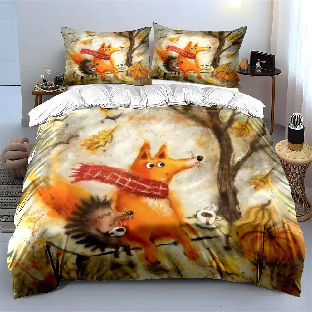 Autumn Animal Illustration Set Soft Comfortable Duvet Cover Bedding Set Included 1*Duvet Cover & 2*Pillowcases, gift
Autumn Animal Illustration Set Soft Comfortable Duvet Cover Bedding Set Included 1*Duvet Cover & 2*Pillowcases, gift