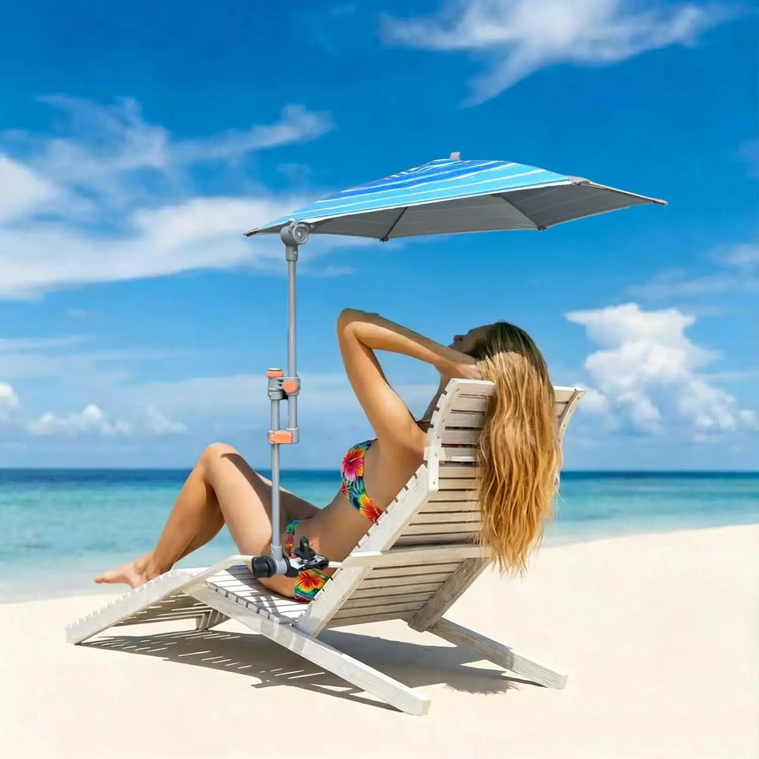 Chair Umbrella with Clamp, Adjustable UPF 50+ Sun Shade for Beach, Golf Cart, Wheelchair, Stroller, Bleacher, Patio, Camping
Chair Umbrella with Clamp, Adjustable UPF 50+ Sun Shade for Beach, Golf Cart, Wheelchair, Stroller, Bleacher, Patio, Camping