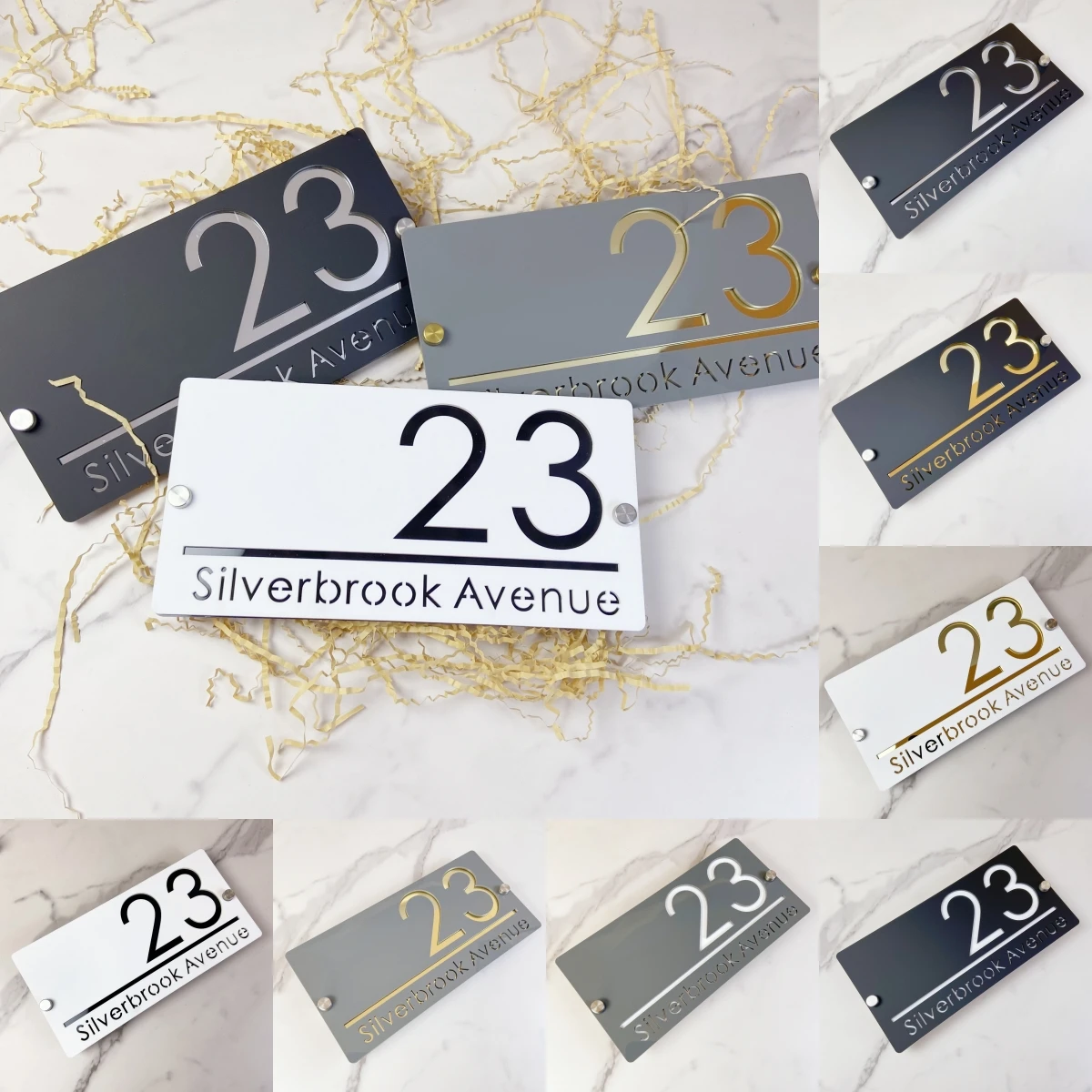 Modern Personalized Acrylic Nameplate Custom House Number Sign Waterproof Outdoor Address Plate Laser Cut Door for Home & Office
Modern Personalized Acrylic Nameplate Custom House Number Sign Waterproof Outdoor Address Plate Laser Cut Door for Home & Office