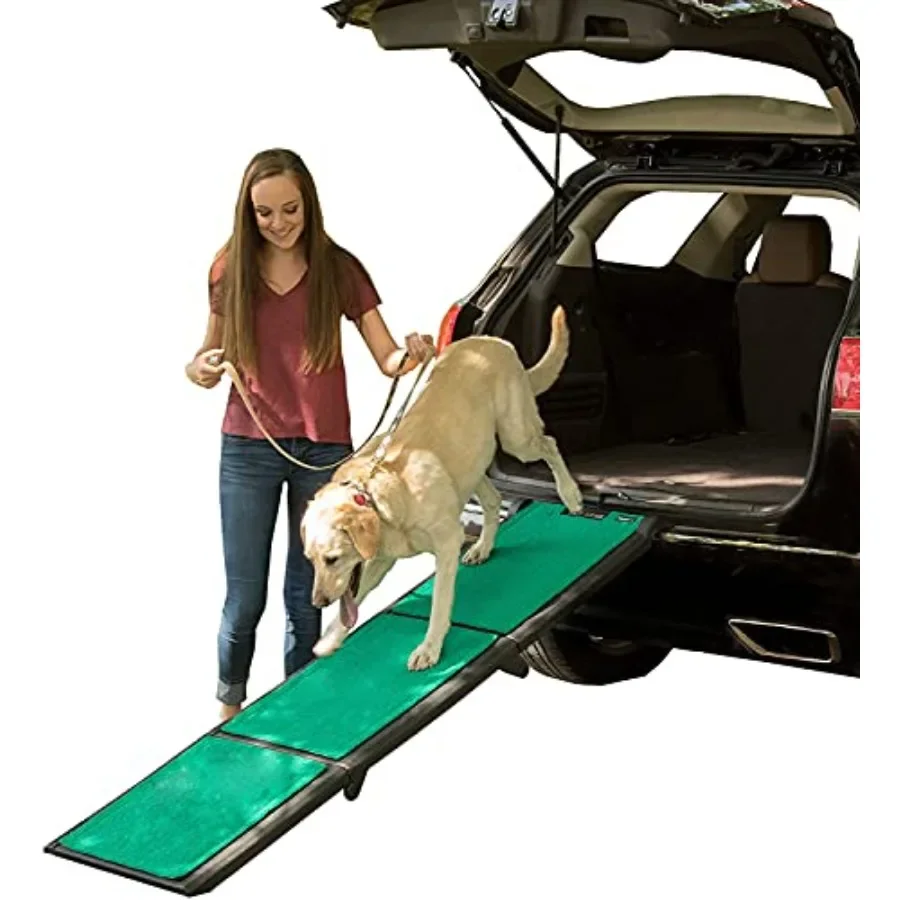 Pet ramp for indoor/outdoor use, durable rubber-coated aluminum, black, maximum traction surface with portable easy-fold design
Pet ramp for indoor/outdoor use, durable rubber-coated aluminum, black, maximum traction surface with portable easy-fold design