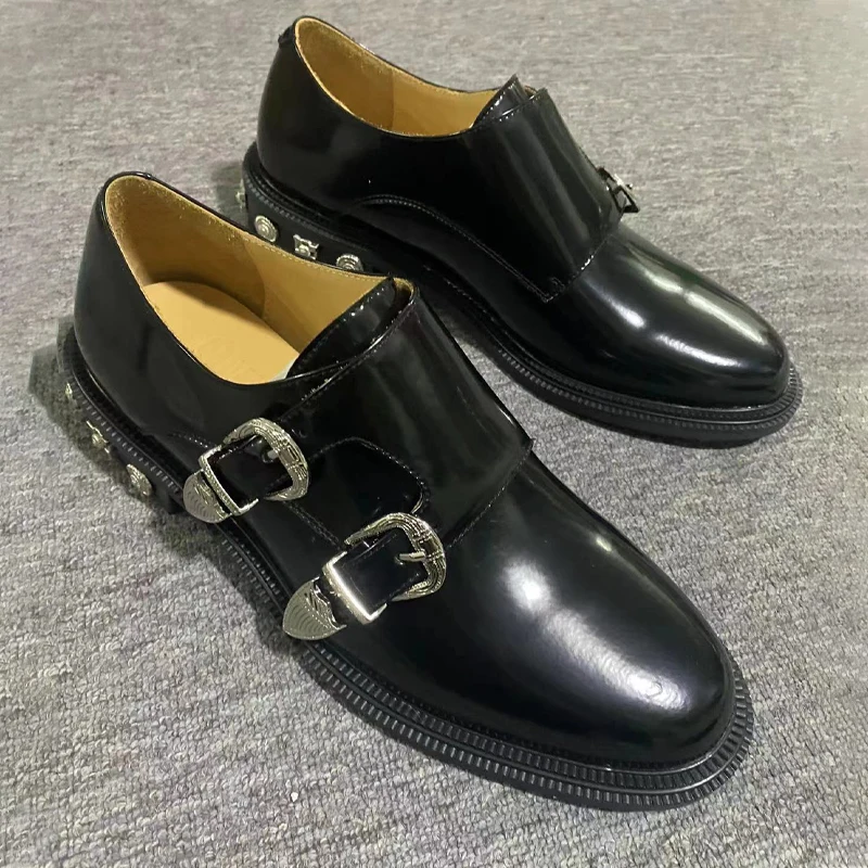 Black Studded Leather Men's Shoes Round Toe Metal Buckle Design New Full Dress Men Shoes Retro Stylish Slip-on Spring Loafers
Black Studded Leather Men's Shoes Round Toe Metal Buckle Design New Full Dress Men Shoes Retro Stylish Slip-on Spring Loafers