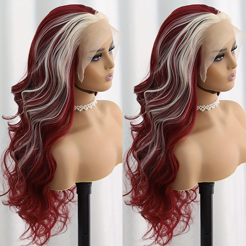 Burgundy with 613B Colored Wig 13x6 Body Wave Lace Frontal Pre Plucked Wigs Human Hair Wine Red with Blonde Highlight Human Hair
Burgundy with 613B Colored Wig 13x6 Body Wave Lace Frontal Pre Plucked Wigs Human Hair Wine Red with Blonde Highlight Human Hair
