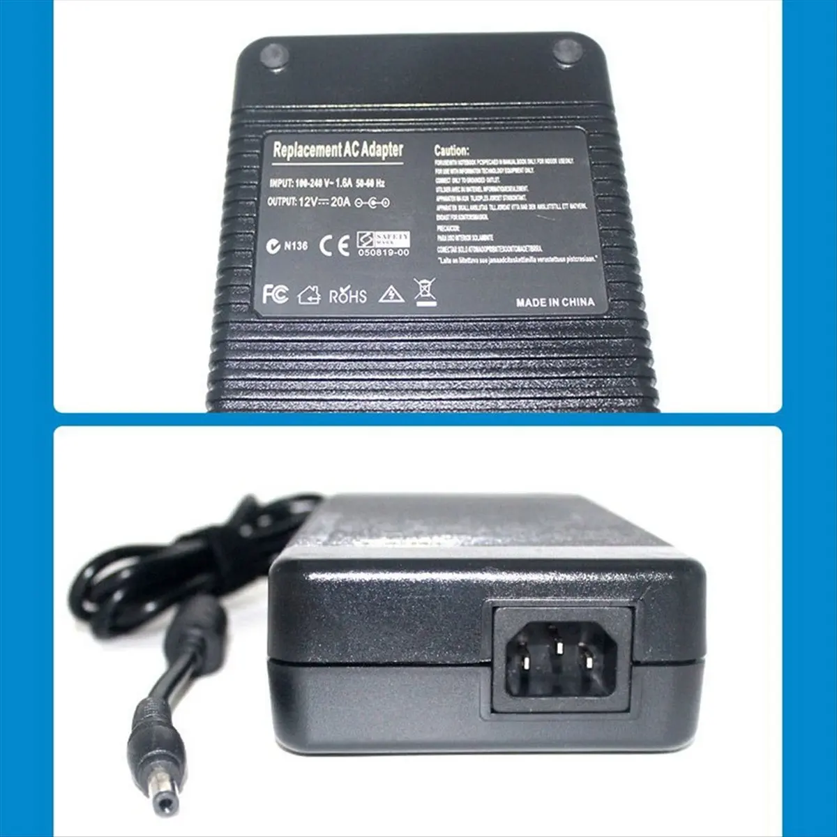 *ABAB 12V 20A 240W AC Adapter Charger for PSU Car Auto ACCharger Mini ITX PC Laptop Supply Power Adapter DC 5.5X2.5mm
*ABAB 12V 20A 240W AC Adapter Charger for PSU Car Auto ACCharger Mini ITX PC Laptop Supply Power Adapter DC 5.5X2.5mm