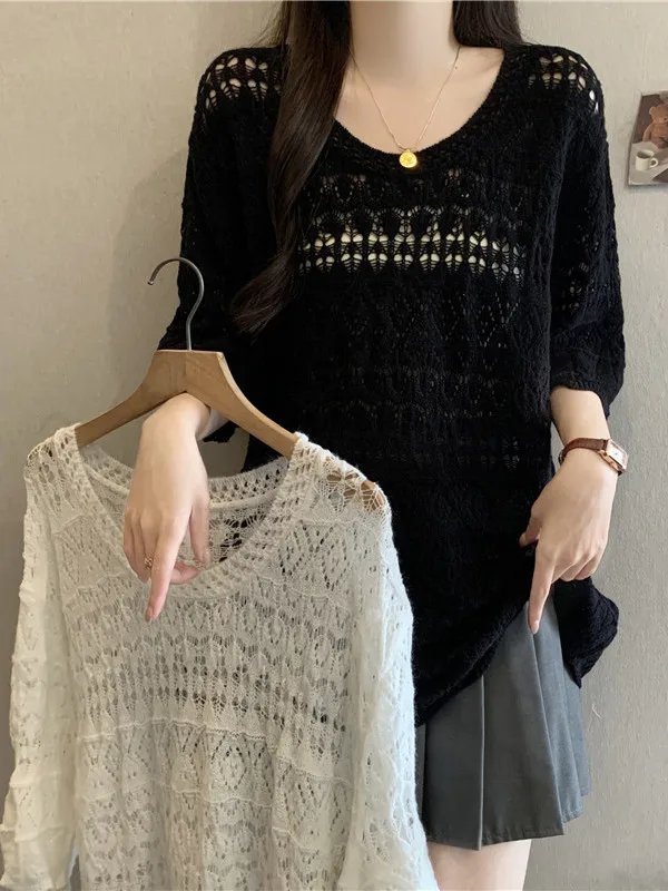 plus Size Hollow out Knitted T-Shirt Women's Summer New Design Slimming Ice Silk Loose Short Sleeve Top Comfortable Breathable
plus Size Hollow out Knitted T-Shirt Women's Summer New Design Slimming Ice Silk Loose Short Sleeve Top Comfortable Breathable