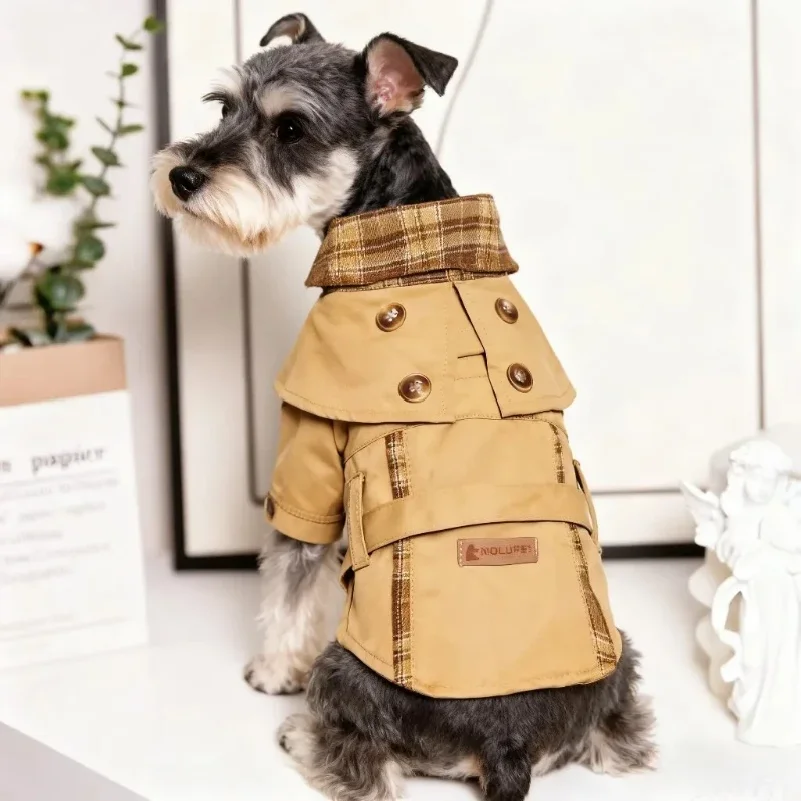 British Style Dog Coat Spring Brown Plaid Pet Outerwear with Adjustable Strap for Small Dog Puppy Trench Coat Cape Pet Coat
British Style Dog Coat Spring Brown Plaid Pet Outerwear with Adjustable Strap for Small Dog Puppy Trench Coat Cape Pet Coat