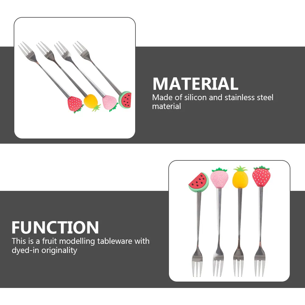 4pcs Stainless Steel Fruit Forks Rust-Resistant Silicone Decor Party Supplies Birthday Kitchen Gadgets Dessert Cake
4pcs Stainless Steel Fruit Forks Rust-Resistant Silicone Decor Party Supplies Birthday Kitchen Gadgets Dessert Cake