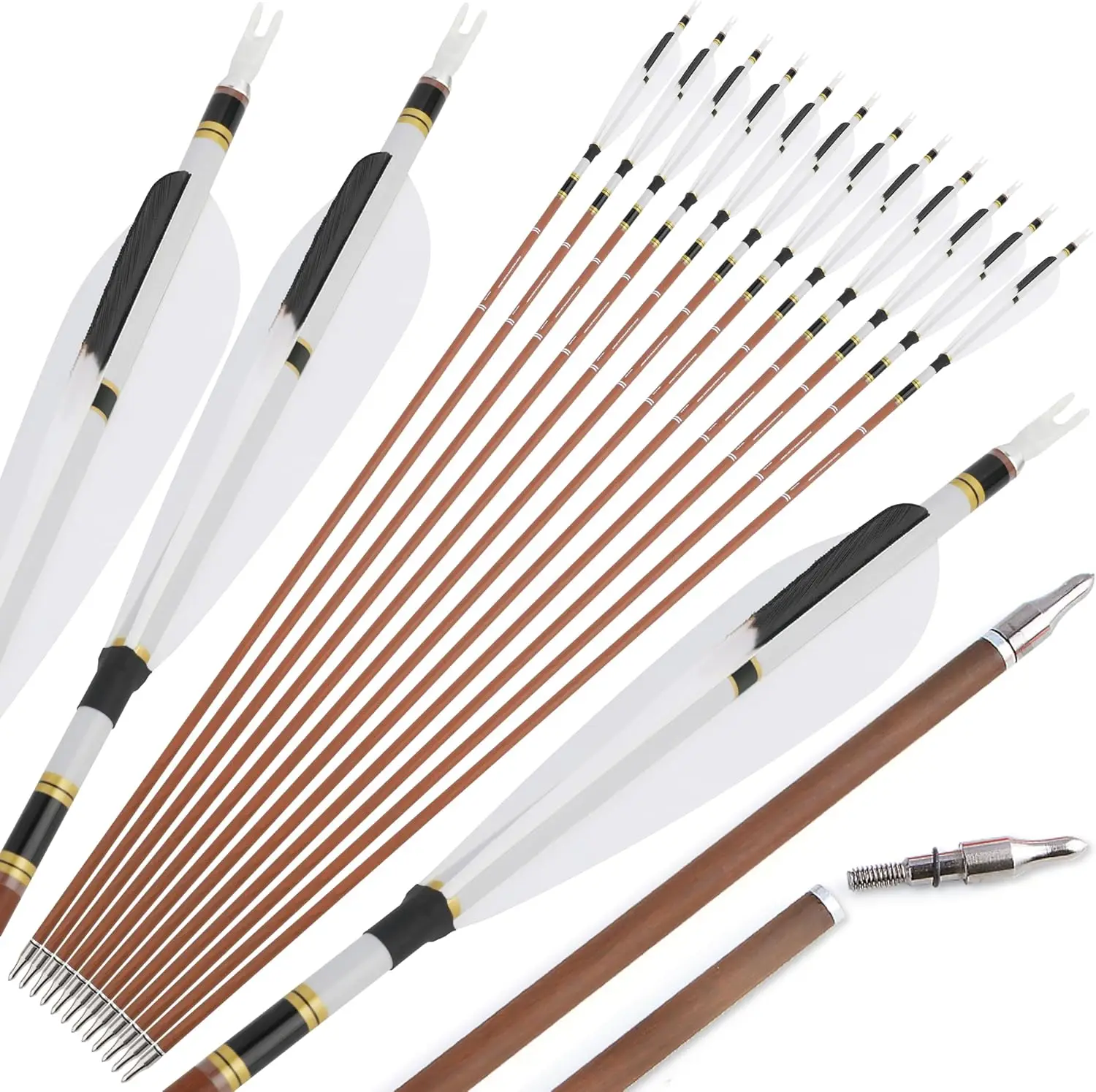 31" Carbon Arrows Spine 340 400 500 600 Archery Hunting with Natural Feather Removable Tips for Compound Recurve Bow 6/12pcs
31" Carbon Arrows Spine 340 400 500 600 Archery Hunting with Natural Feather Removable Tips for Compound Recurve Bow 6/12pcs