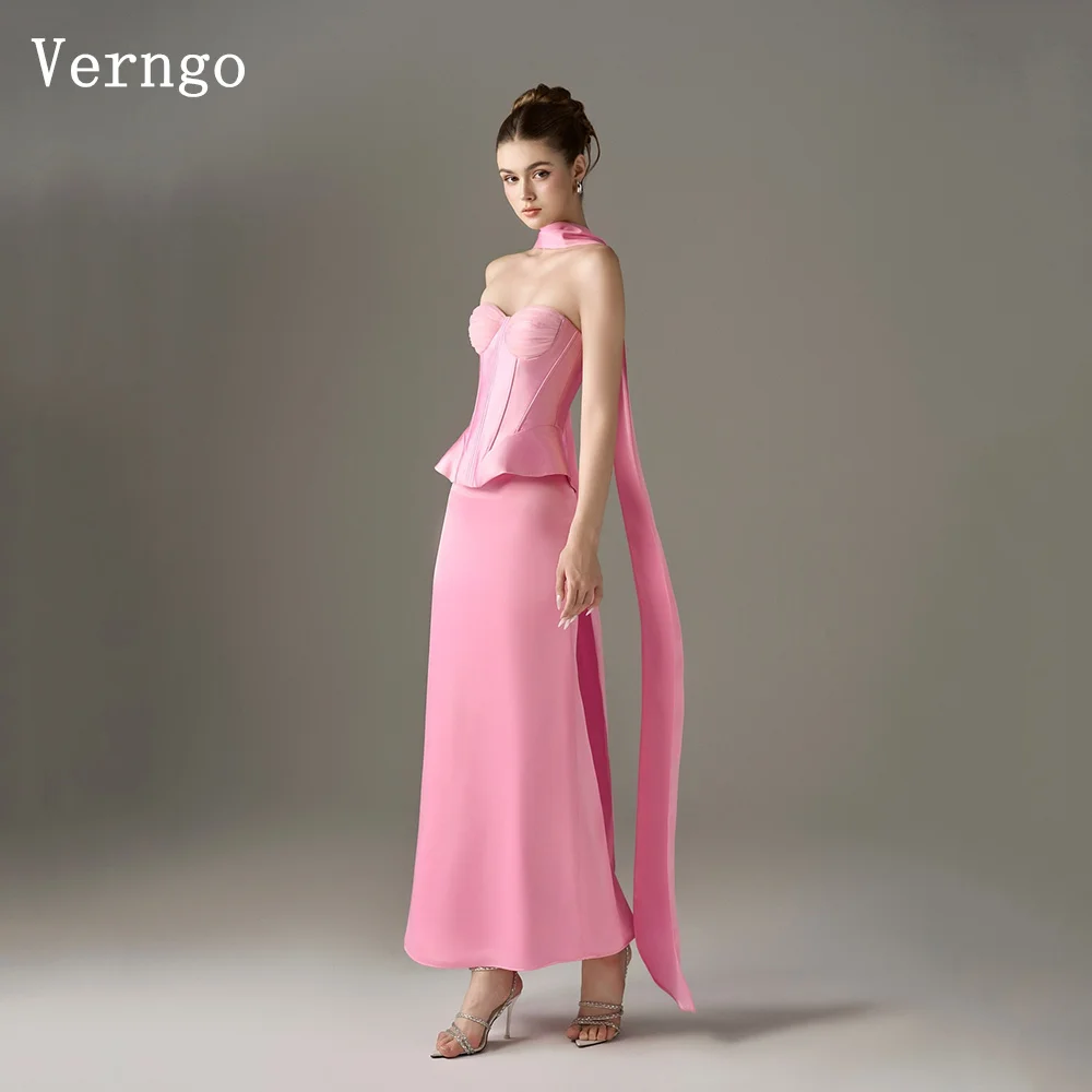 Verngo Pink Crepe Evening Dress Strapless A Line Formal Occasion Gowns Elegant Modern Prom Party Dresses Customized
Verngo Pink Crepe Evening Dress Strapless A Line Formal Occasion Gowns Elegant Modern Prom Party Dresses Customized