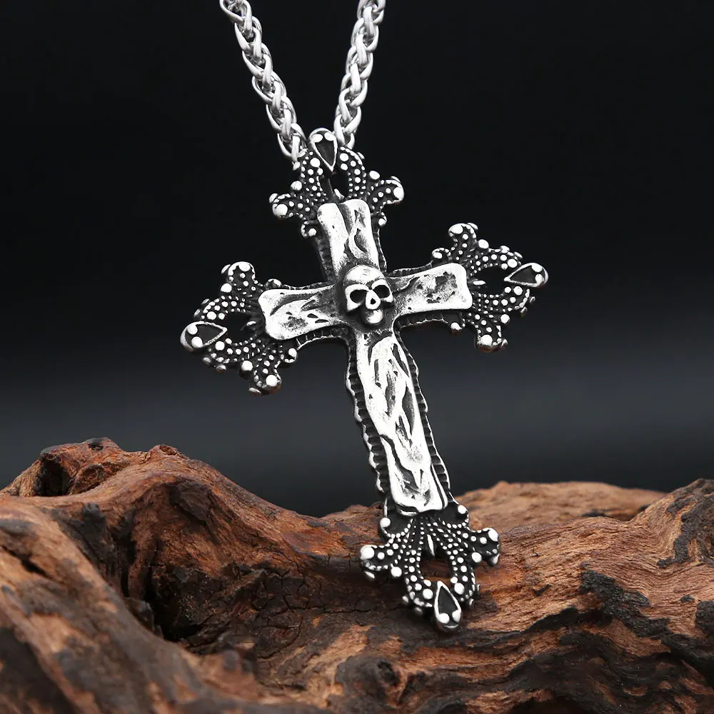 Gothic Punk Cross Skull Pendant Necklace 316L Stainless Steel Hip Hop Biker Cross Necklaces For Men Women Fashion Charm Jewelry
Gothic Punk Cross Skull Pendant Necklace 316L Stainless Steel Hip Hop Biker Cross Necklaces For Men Women Fashion Charm Jewelry