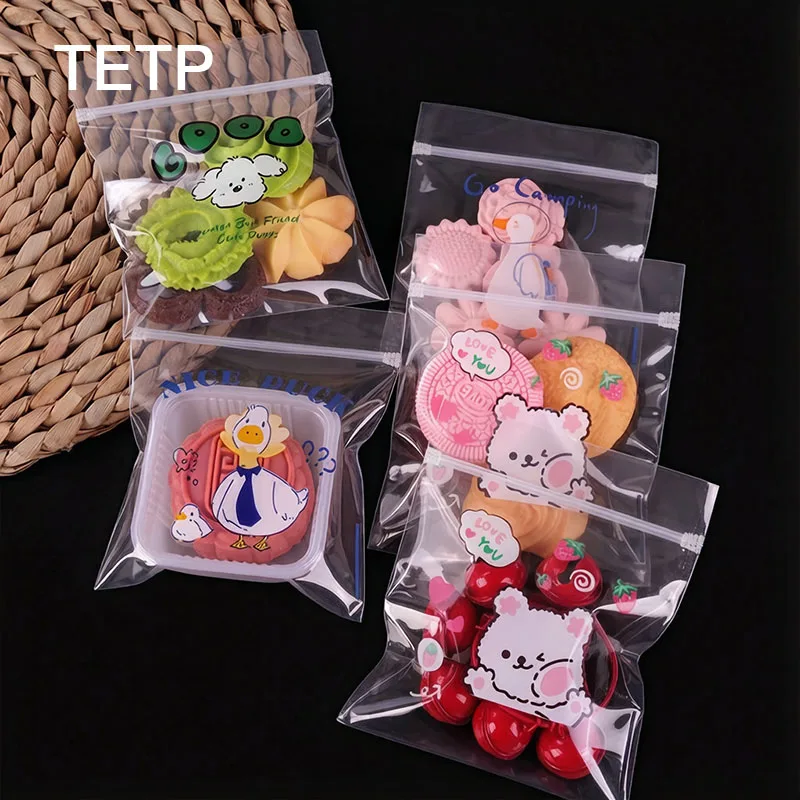TETP 100Pcs Cartoon PE Transparent Snack Toy Plastic Self-Sealing Bags Accessories Hair Clips Cookie Candy Keychain Packaging
TETP 100Pcs Cartoon PE Transparent Snack Toy Plastic Self-Sealing Bags Accessories Hair Clips Cookie Candy Keychain Packaging