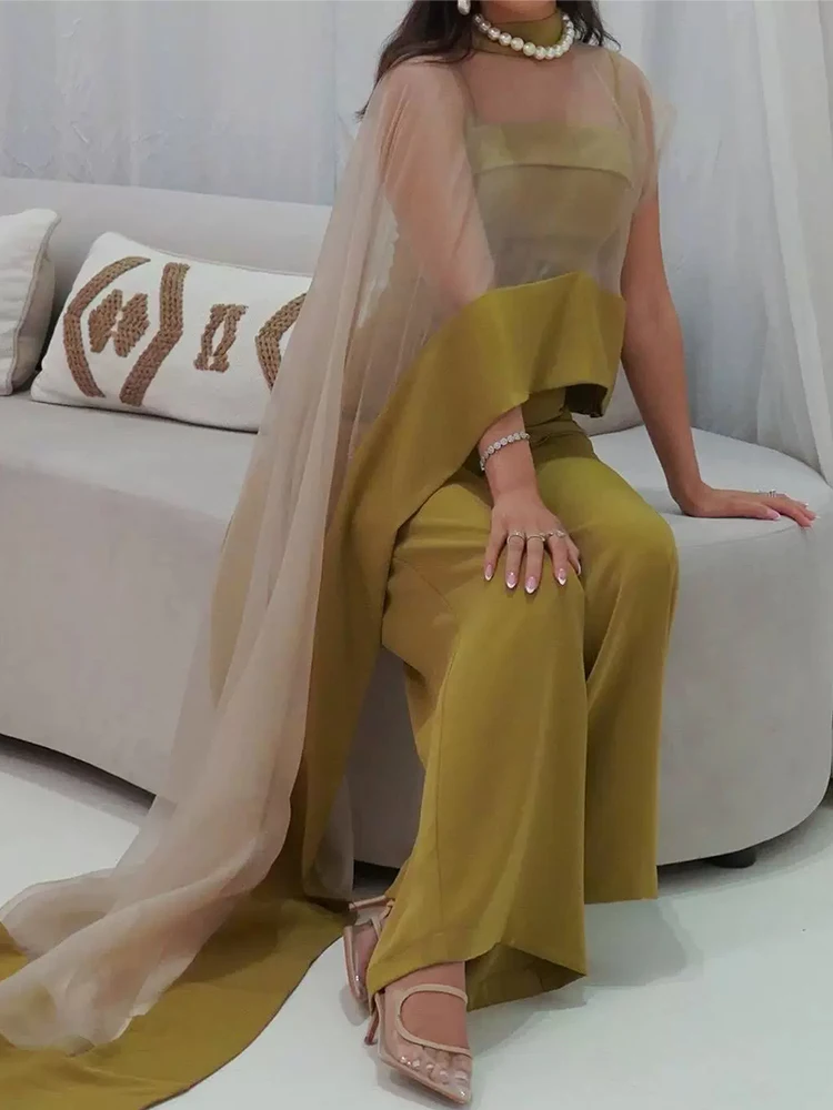 Elegant Strapless Hight Waist Long Jumpsuit Sexy Sleeveless Backless Wide Leg Romper Fashion Mesh Splicing Shawl Solid Playsuit
Elegant Strapless Hight Waist Long Jumpsuit Sexy Sleeveless Backless Wide Leg Romper Fashion Mesh Splicing Shawl Solid Playsuit