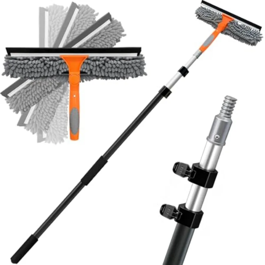 20 Feet High Reach Window Squeegee with Extra-Thick Aluminum Telescopic Extension Pole 14" Extra-Large 2-in-1 Window Cleaner To
20 Feet High Reach Window Squeegee with Extra-Thick Aluminum Telescopic Extension Pole 14" Extra-Large 2-in-1 Window Cleaner To