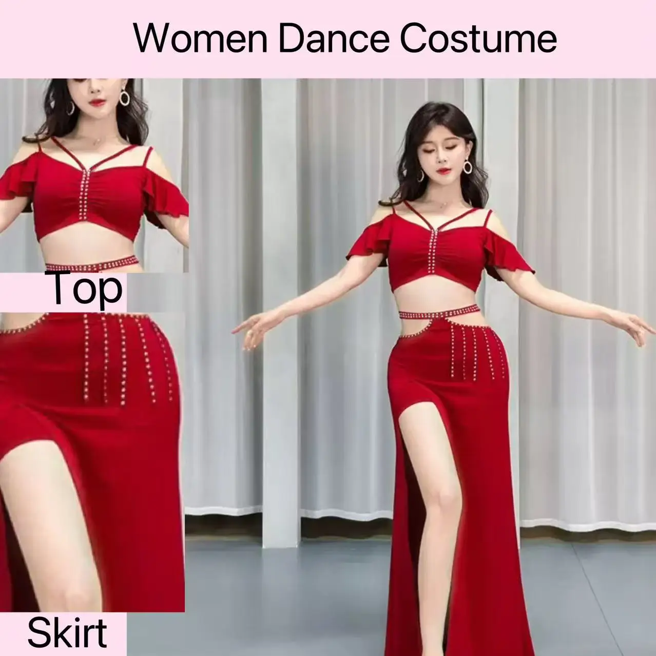 Belly Dance Professional Suit for Women 2 Pieces Set Top + Long Skirt Short Sleeves Girl's Belly Dancing Suit Practice Clothes
Belly Dance Professional Suit for Women 2 Pieces Set Top + Long Skirt Short Sleeves Girl's Belly Dancing Suit Practice Clothes