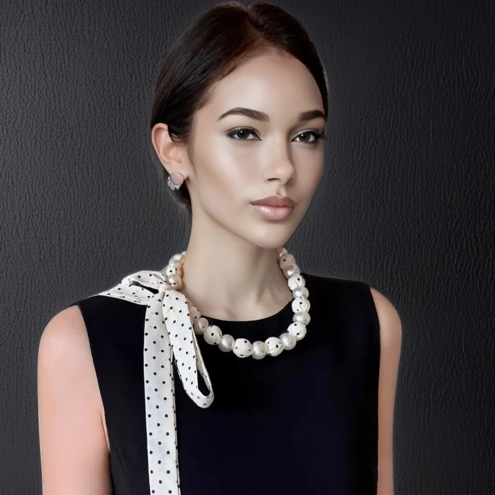 Boho Vintage Style Pearl Necklace Scarf Adjustable Hair Band Waist Chain Ribbon Sweet Polka Dots Scarf Wedding
Boho Vintage Style Pearl Necklace Scarf Adjustable Hair Band Waist Chain Ribbon Sweet Polka Dots Scarf Wedding