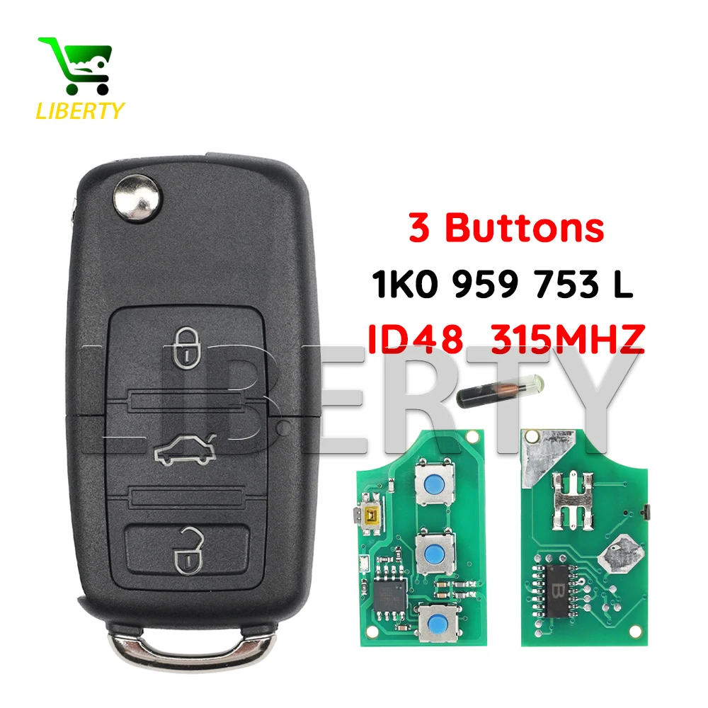 Liberty 1K0959753L Flip Remote Key Fob 315MHz ID48 For Volkswagen VW Golf 4 5 6 Jetta Passat Tiguan Polo Beetle Touran
Liberty 1K0959753L Flip Remote Key Fob 315MHz ID48 For Volkswagen VW Golf 4 5 6 Jetta Passat Tiguan Polo Beetle Touran