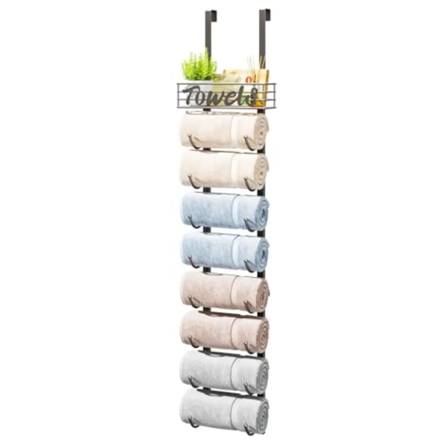 Towel Racks for Bathroom Storage - 9 Tier Over The Door and Wall Mount Rolled Towel Storage Organizer Holder with Metal Shelf B
Towel Racks for Bathroom Storage - 9 Tier Over The Door and Wall Mount Rolled Towel Storage Organizer Holder with Metal Shelf B