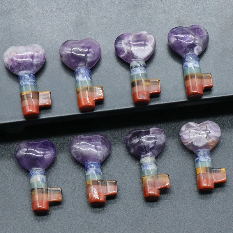 1Pc Natural Stone Crystal Heart Key Shape 7 Chakra Amethyst Green Aventurine Lapis Lazuli Carving Splicing Gemstone Crafts Decor
1Pc Natural Stone Crystal Heart Key Shape 7 Chakra Amethyst Green Aventurine Lapis Lazuli Carving Splicing Gemstone Crafts Decor