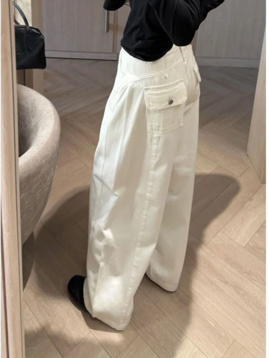 White Casual Women's Jeans Loose Wide Leg Pants High Waist Denim Fabric Spring Summer New Design Workwear Slimming Effect
White Casual Women's Jeans Loose Wide Leg Pants High Waist Denim Fabric Spring Summer New Design Workwear Slimming Effect